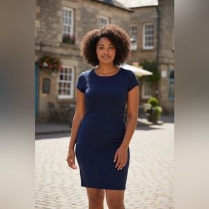 Navy Blue Short Sleeve Dress